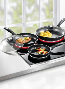 BADER Aluguss-Profi-Pfannen-Set, 5-teilig, mit 3-facher Thermo-Keramikbeschichtung