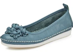 Damen BADER Andrea Conti Mokassin-Slipper mit frechen Lederblüten