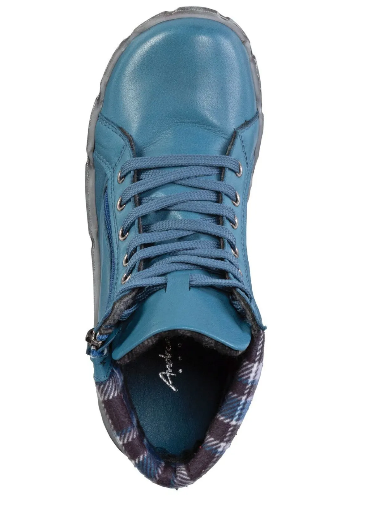 Damen ANDREA CONTI Schnür-Bootie mit Schaftrand aus kariertem Textil