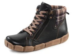 Damen ANDREA CONTI Schnür-Bootie mit Schaftrand aus kariertem Textil