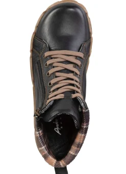 Damen ANDREA CONTI Schnür-Bootie mit Schaftrand aus kariertem Textil
