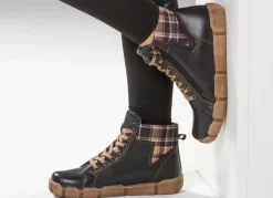 Damen ANDREA CONTI Schnür-Bootie mit Schaftrand aus kariertem Textil