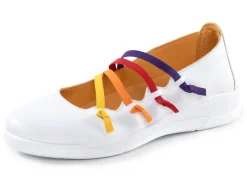 Damen ANDREA CONTI Slipper mit bunten, dekorativ eingesetzten Gummizügen