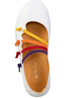 Damen ANDREA CONTI Slipper mit bunten, dekorativ eingesetzten Gummizügen