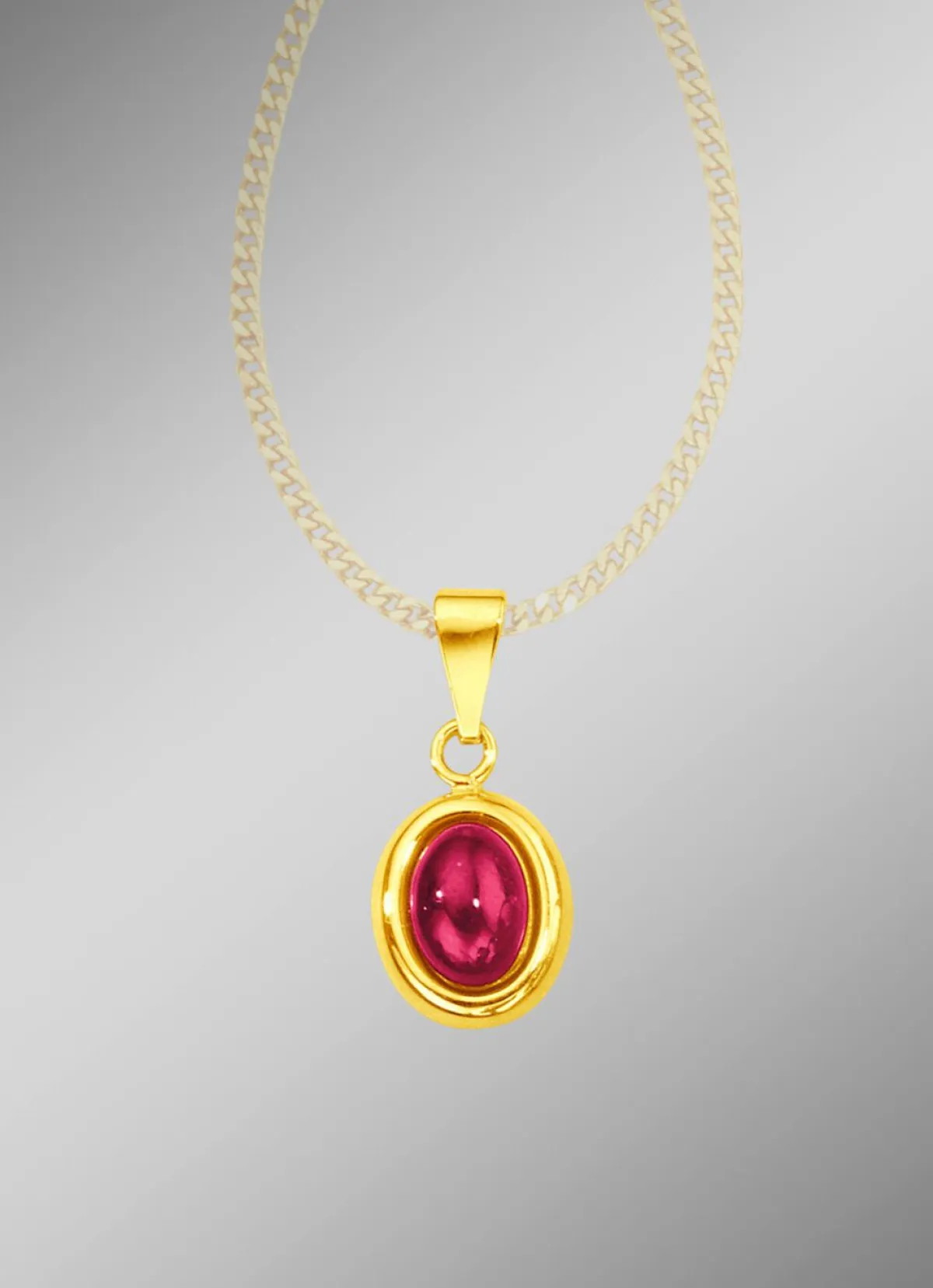 Damen BADER Anhänger mit echtem Rubin-Cabochon