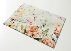 BADER Ansprechende Fußmatte mit Blüten und Schmetterlinge
