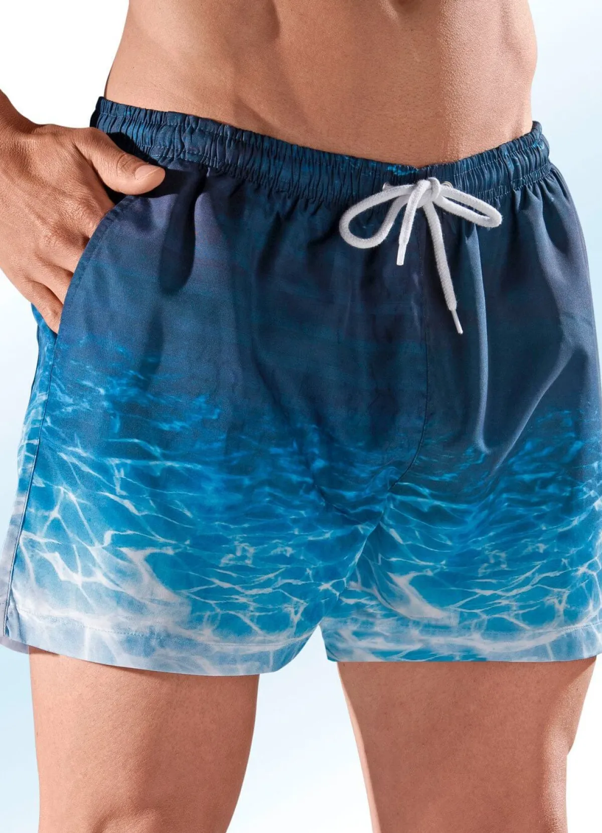 Herren BADER Badeshorts, Gesäßtasche mit Klettverschluss, Microfaser