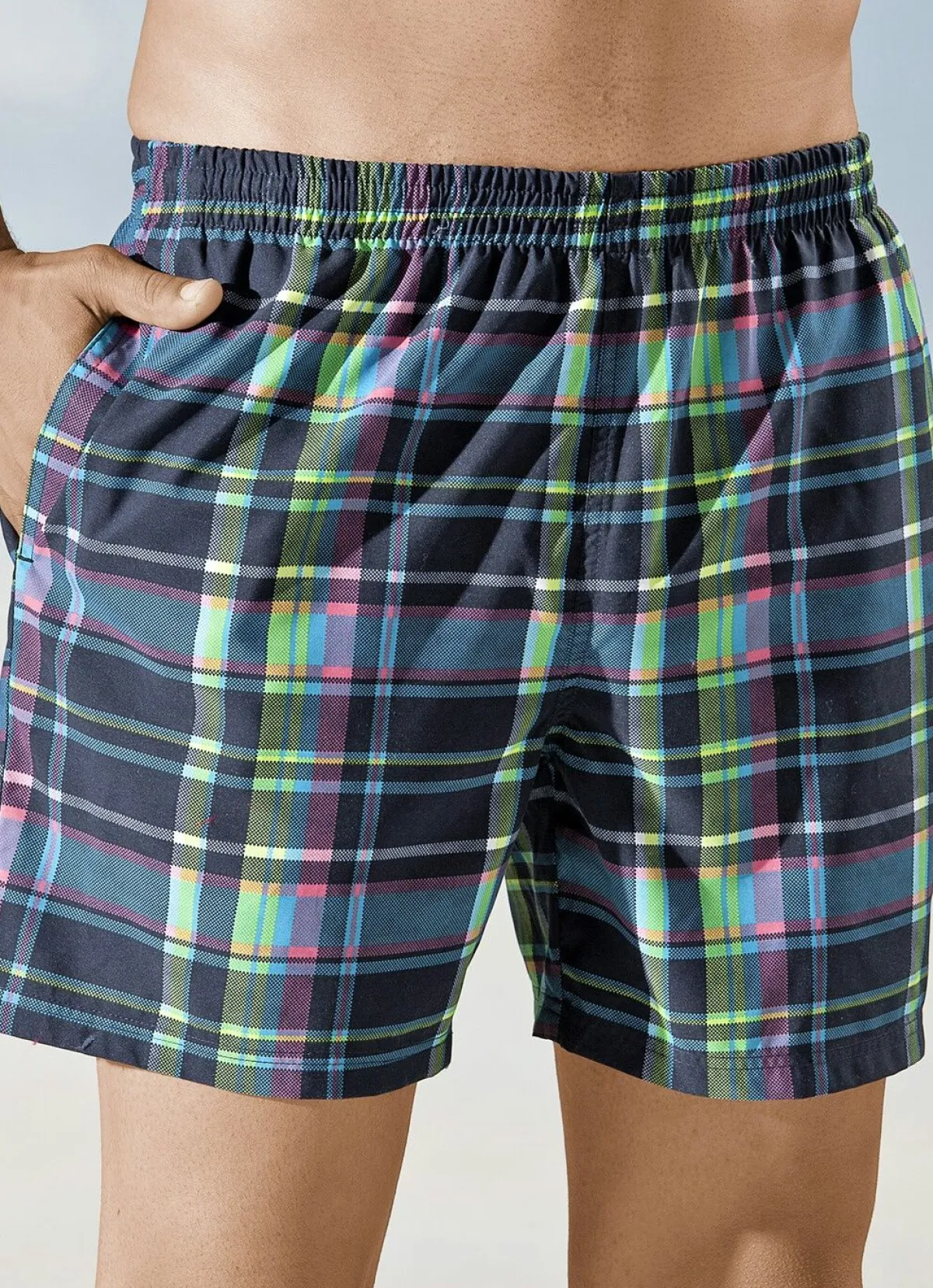 Herren BADER Badeshorts kariert, Microfaser