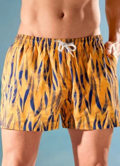 Herren BADER Badeshorts mit buntem Druckdessin, Microfaser