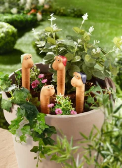 BADER Bewässerungswürmer aus Terracotta, 4er-Set