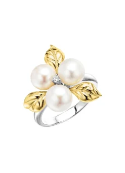 Damen BADER Blühende Eleganz: Damenring mit Muschelkernperlen und synth. Zirkonia