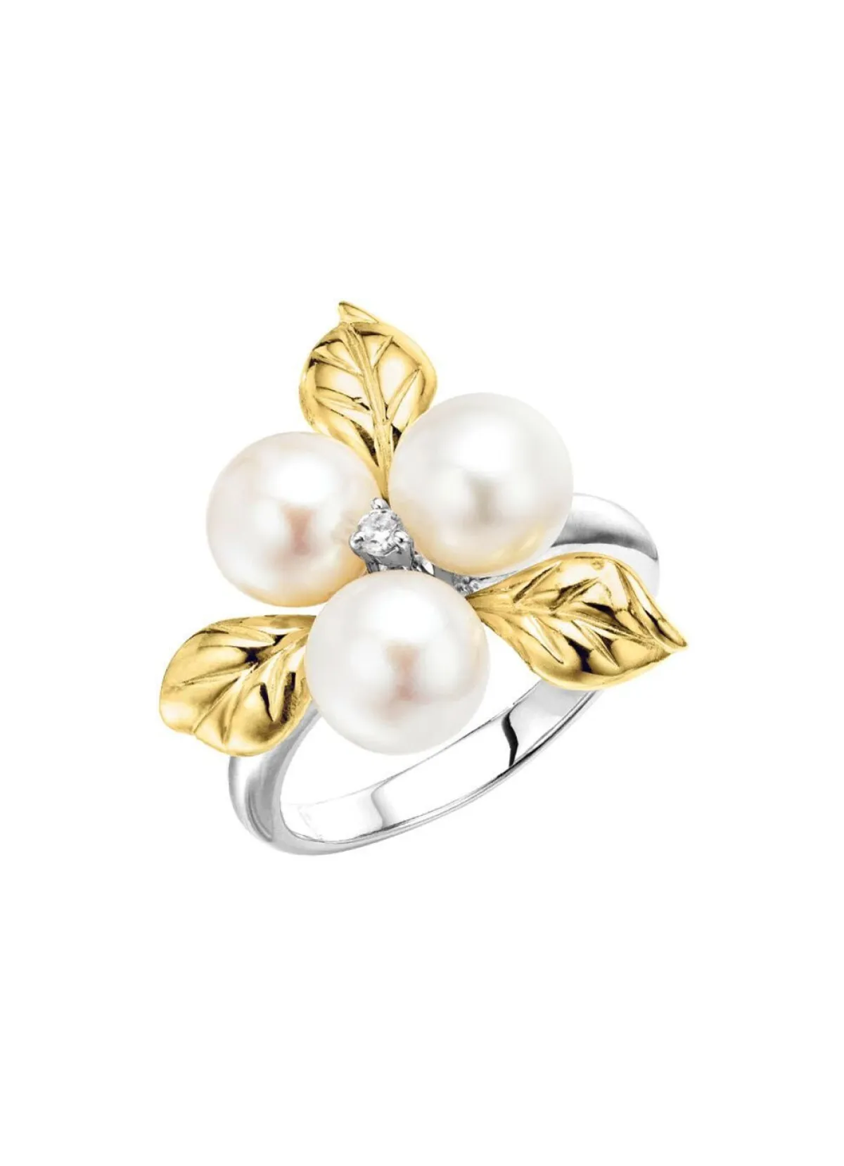 Damen BADER Blühende Eleganz: Damenring mit Muschelkernperlen und synth. Zirkonia