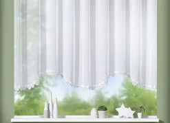 PLAUENER SPITZE Blumenfenster-Store aus echter