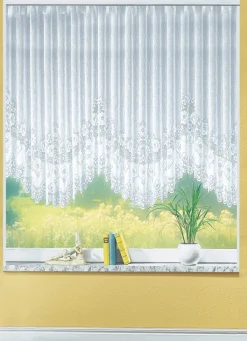 TREVIRA Blumenfenster-Store, gleichmäßig gebogt, mit Faltenband