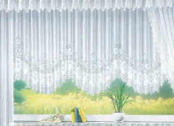 TREVIRA Blumenfenster-Store, gleichmäßig gebogt, mit Faltenband