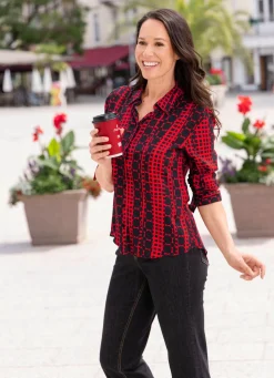 Damen BADER Bluse mit Hemdkragen