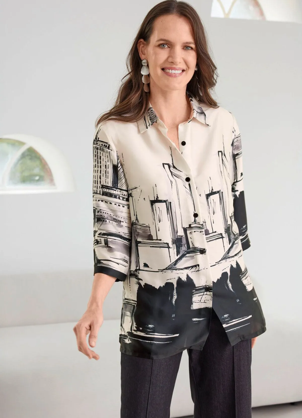 Damen Tizia Bluse mit Hemdkragen