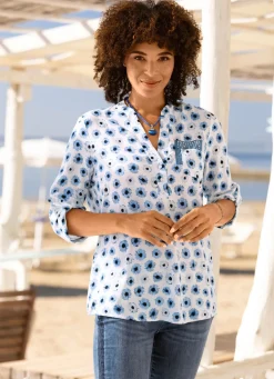 Damen BADER Bluse mit kurzer Knopfleiste