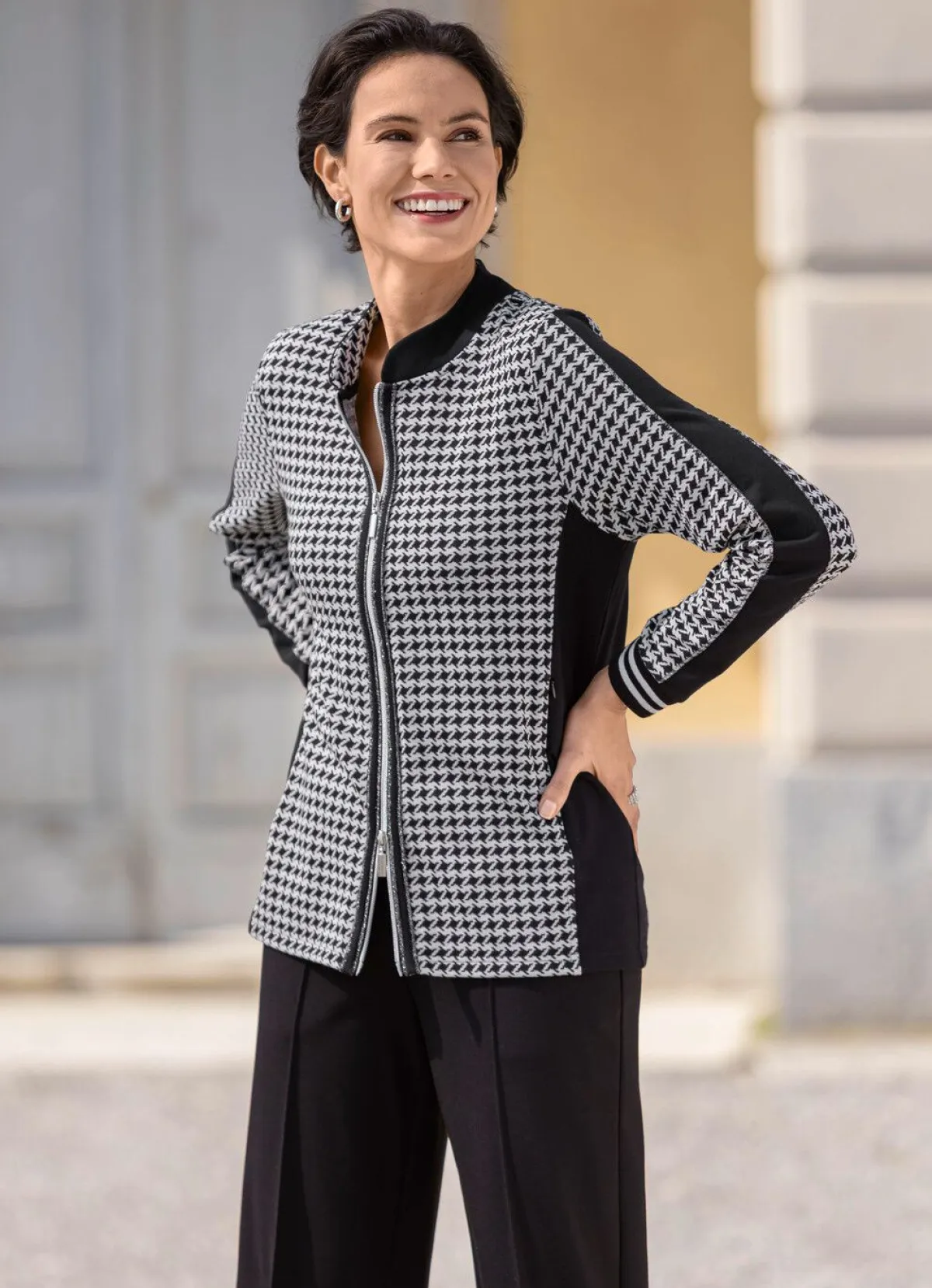 Damen laurakent Blusenjacke mit Hahnentritt-Dessin