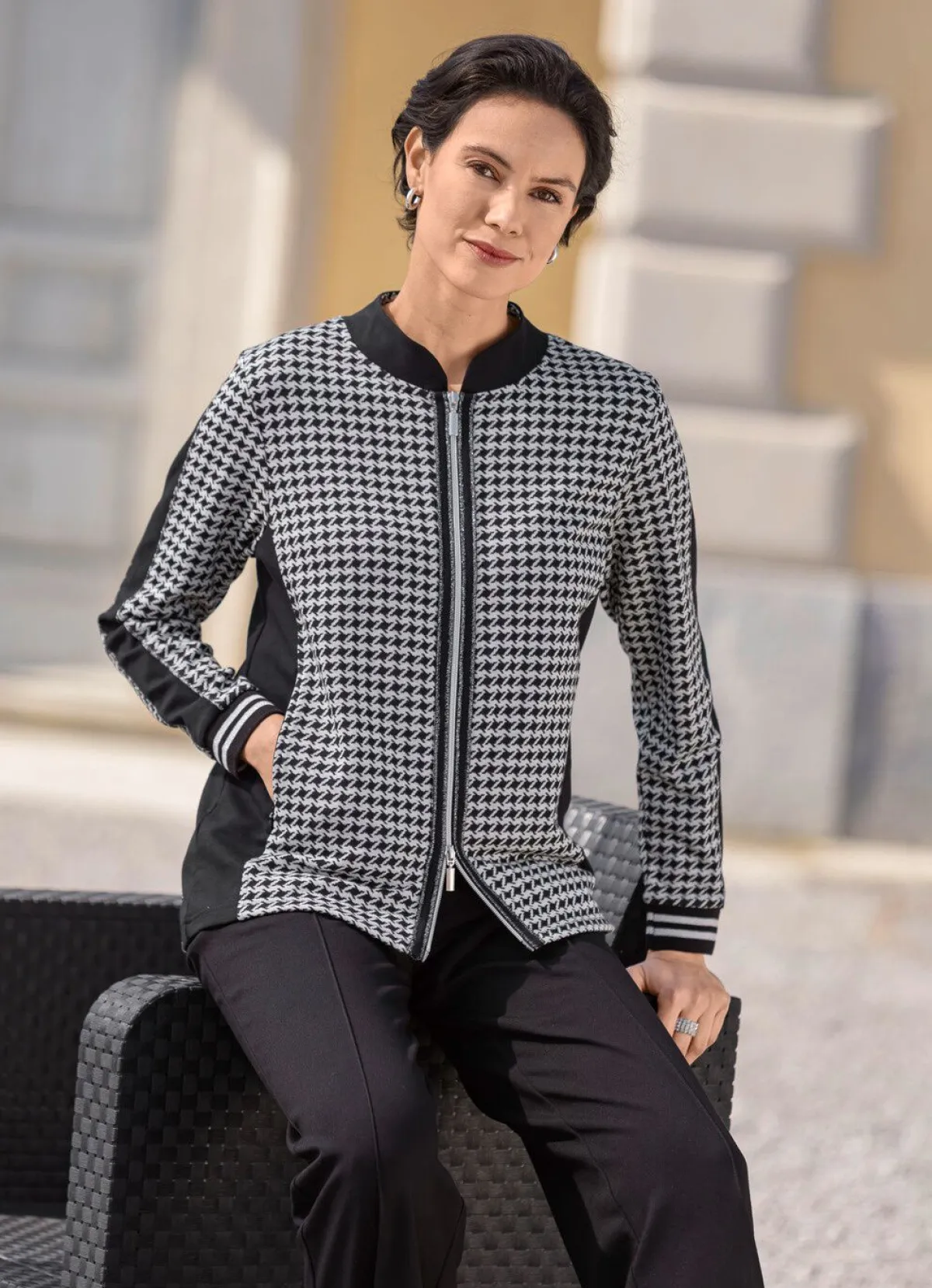 Damen laurakent Blusenjacke mit Hahnentritt-Dessin