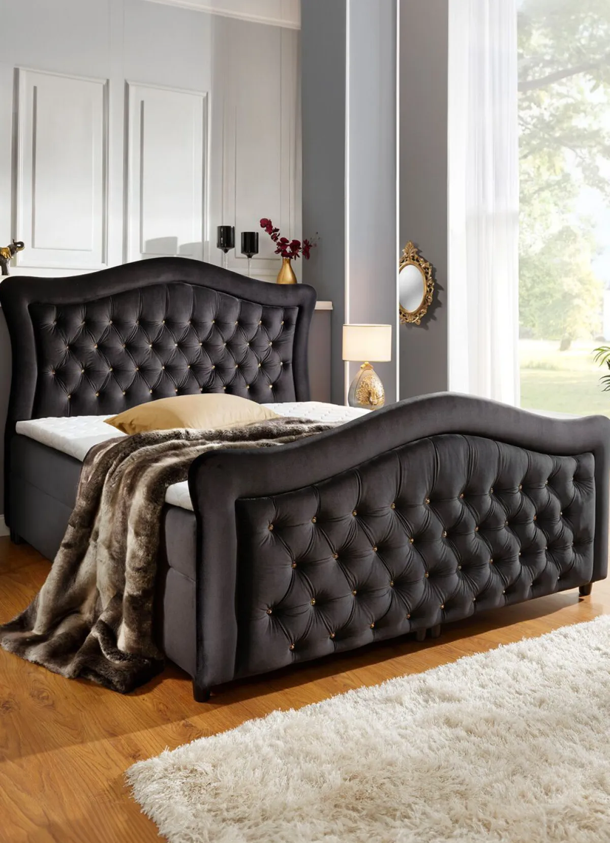 BADER Boxspringbett mit gepolsterten Kopf- und Fußteil