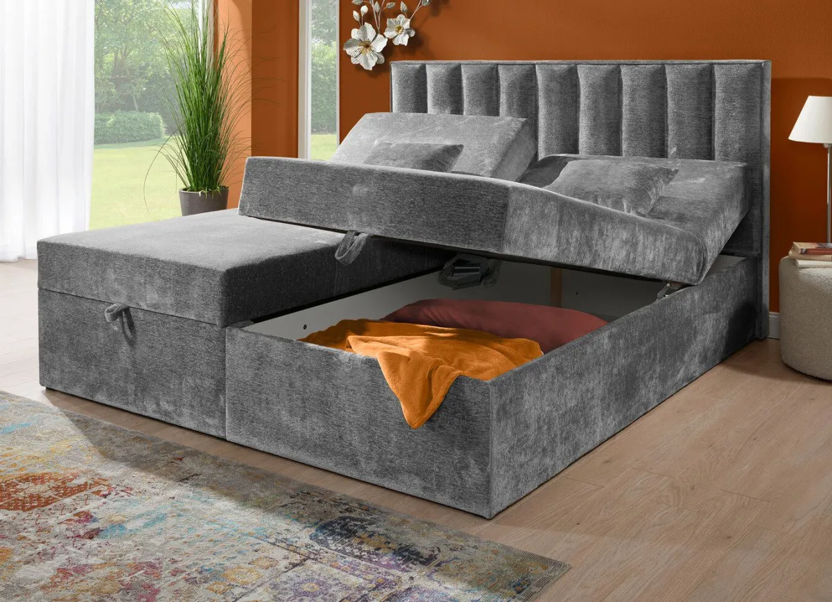 BADER Boxspringbett mit individueller Kopfteilverstellung und Deko-Kissen