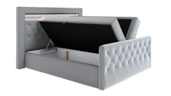 BADER Boxspringbett mit LED-Beleuchtung, Topper und Nachttisch