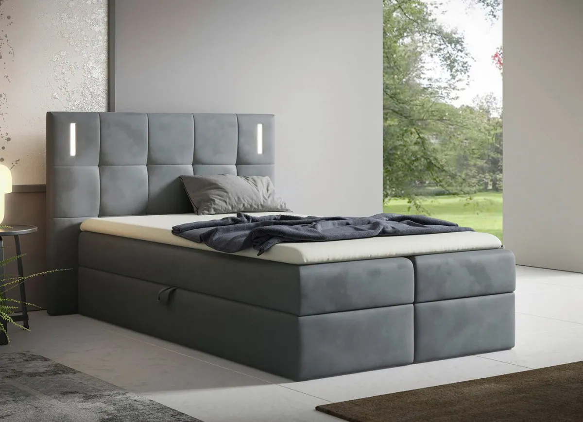 BADER Boxspringbett mit LED-Beleuchtung und Topper
