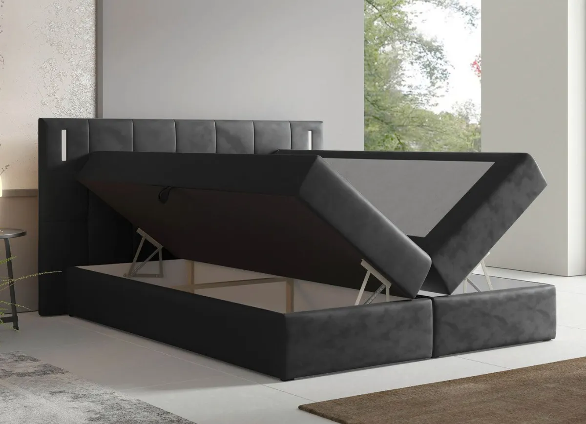 BADER Boxspringbett mit LED-Beleuchtung und Topper