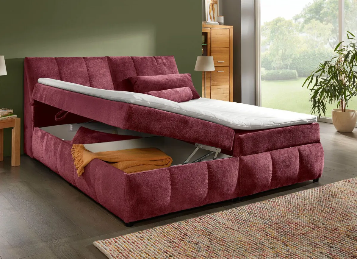 BADER Boxspringbett mit Stauraum im Kopfteil und Bettkasten