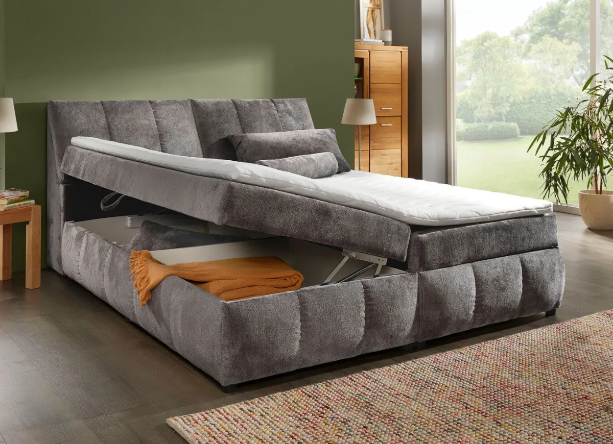 BADER Boxspringbett mit Stauraum im Kopfteil und Bettkasten