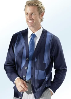 Herren BADER Cardigan mit Jacquard-Dessin im Vorderteil