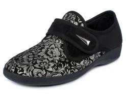 Damen AEROSOFT Damen Klett-Halbschuh im Blüten-Design