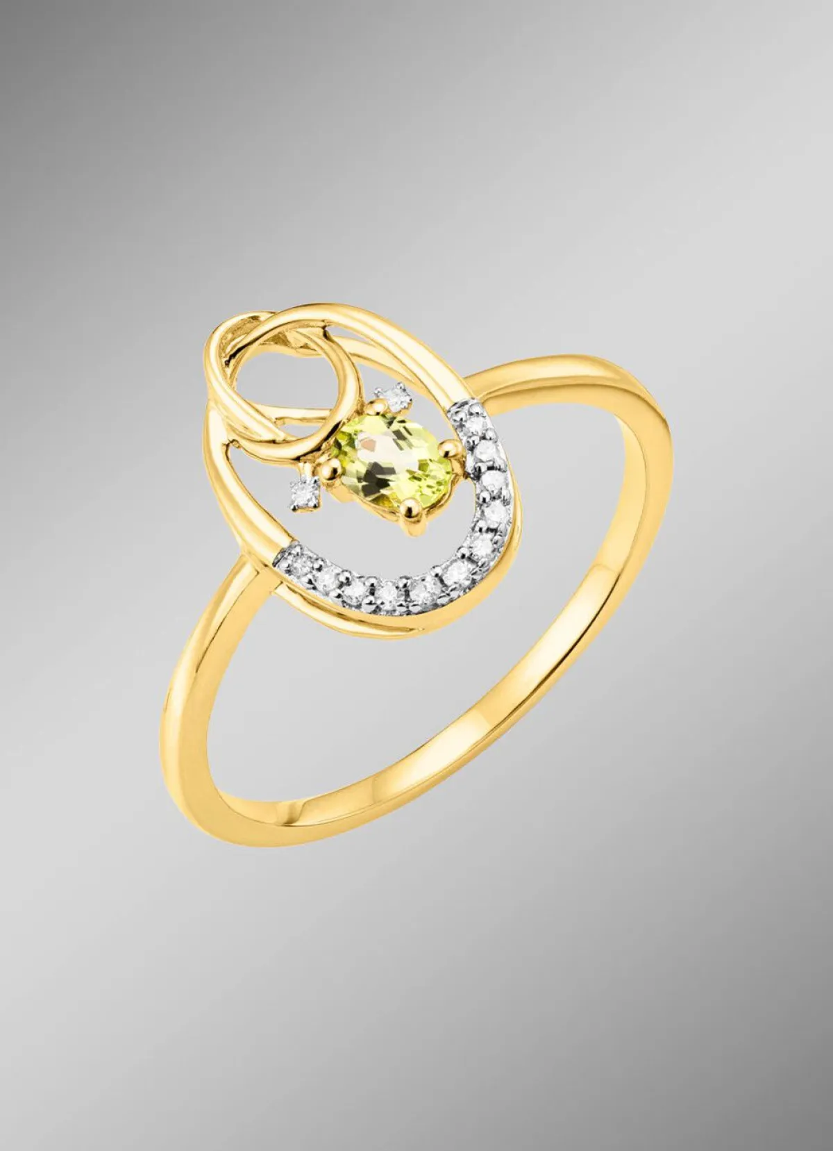Damen BADER Damenring mit Brillanten und Peridot