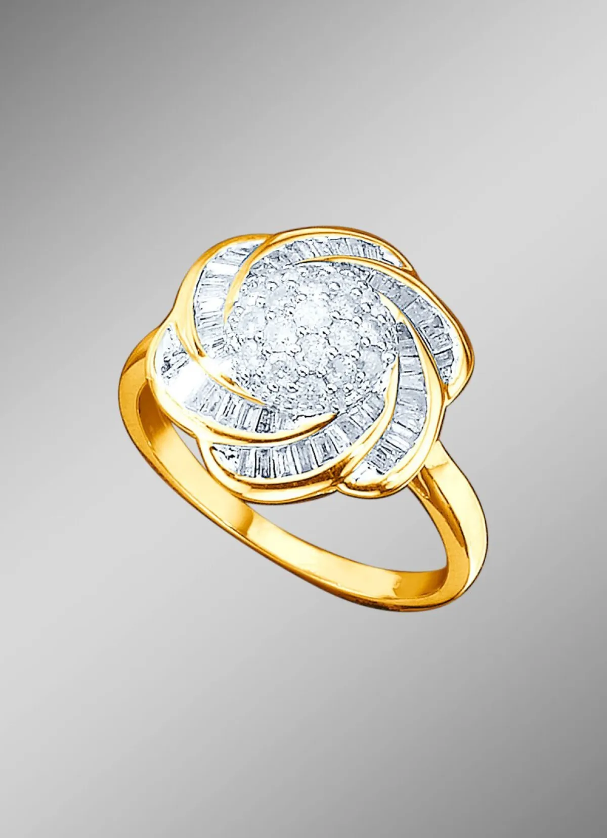 Damen BADER Damenring mit 19 Brillanten und 54 Baguette- Diamanten