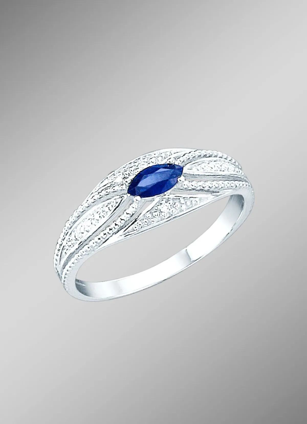 Damen BADER Damenring mit Brillanten und echt blauem Safir