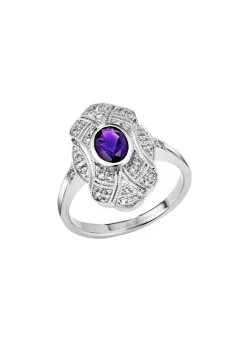 Damen BADER Damenring mit echt Amethyst und echt Weißtopas