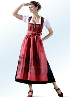 Damen ROSE-DIRNDL Dirndlbluse mit Smokeinsatz