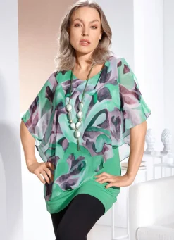 Damen BADER Doppellagiges, ponchoförmiges Longshirt