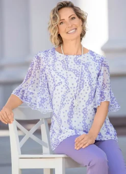 Damen BADER Doppellagiges Shirt mit Chiffon-Überwurf in 2 Farben