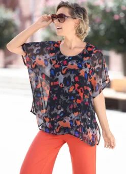 Damen BADER Doppellagiges Shirt mit Chiffon-Überwurf