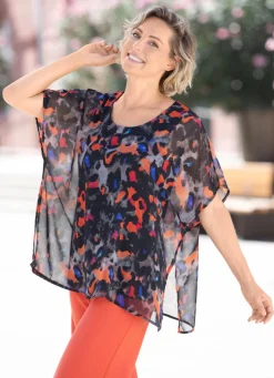 Damen BADER Doppellagiges Shirt mit Chiffon-Überwurf