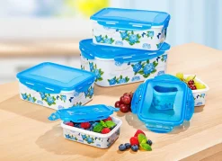 BADER Dosen-Set eckig, 10-teilig mit schönem Hortensien-Dekor