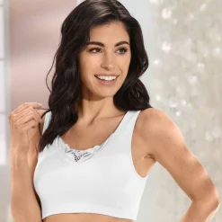 Damen BADER Dreierpack Bustiers mit Batist-Stickereimotiv