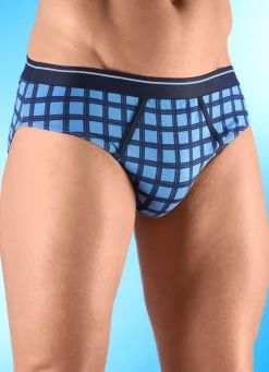 Herren BADER Dreierpack Slips mit Karodessin