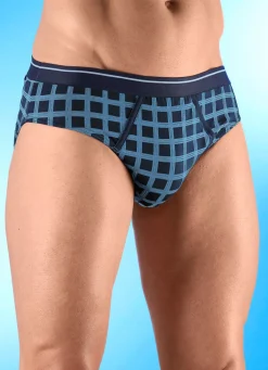 Herren BADER Dreierpack Slips mit Karodessin