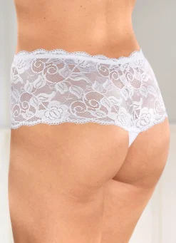 Damen BADER Dreierpack String-Pants aus elastischer Spitze