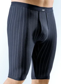Herren BADER Dreierpack Unterhosen, knielang, aus Feinripp, marine