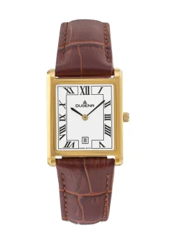 Herren DUGENA -Quartz-Herrenuhr mit Edelstahlgehäuse und Lederband