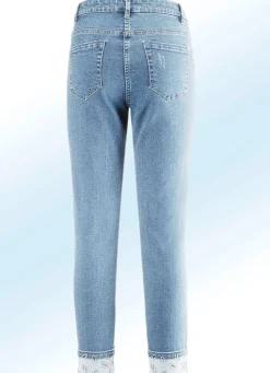Damen BADER Edel-Jeans in 7/8-Länge mit hübschem Glitzersteinchenbesatz